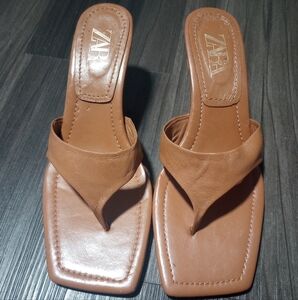 Zara Tan Kitten Heal Sandals